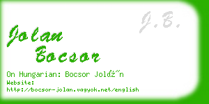 jolan bocsor business card